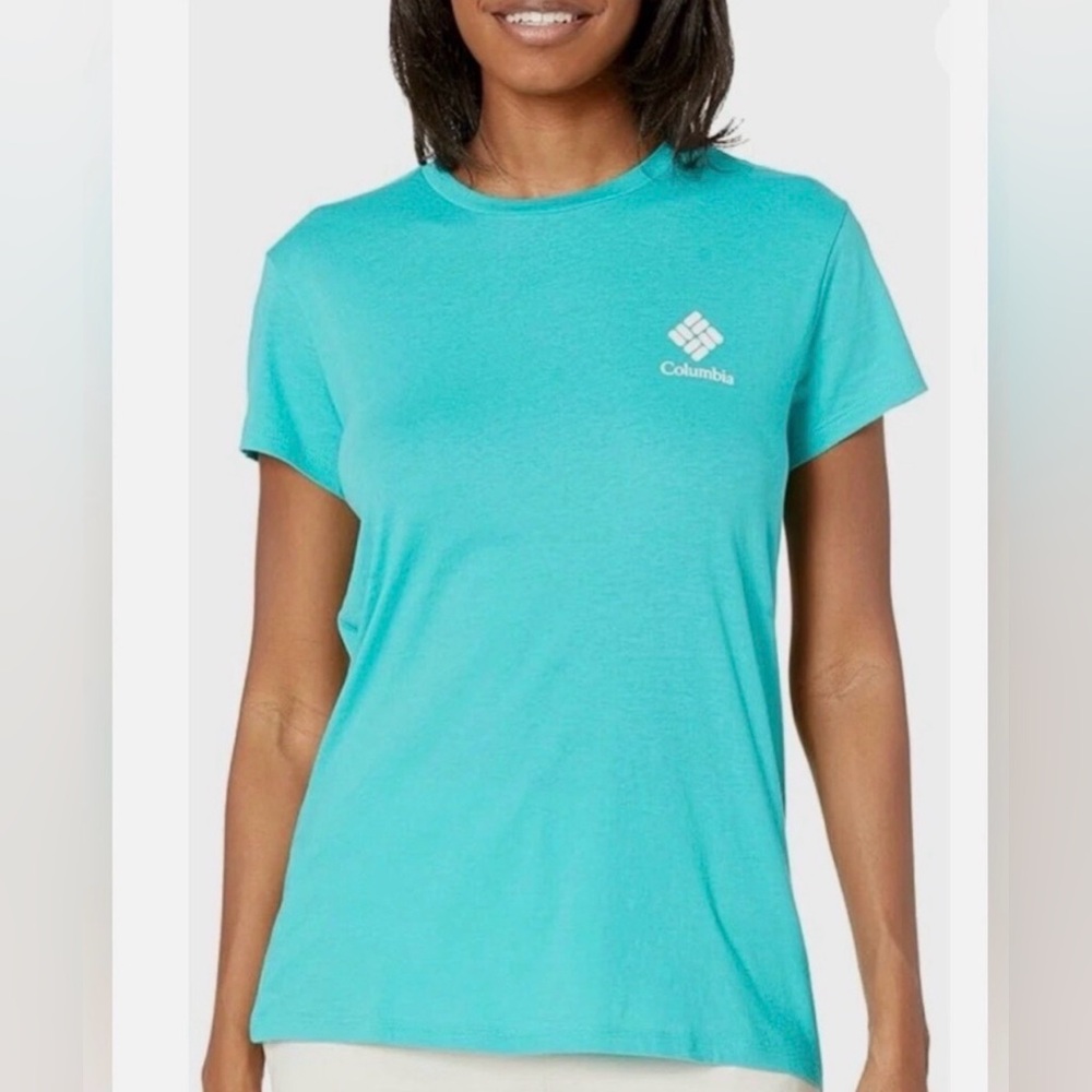 Columbia Bright Aqua CSC Stacked Mini Graphic Trek Short Sleeve T - Shirt